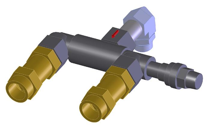 Installation have two 200 psi, 1.0-inch female NPT relief valves separated by a three-way valve.