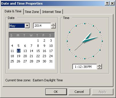 Figure 55: Date and Time Properties Window HISTORY Screens The OITS is capable of storing two types of history: trend history and alarm history.