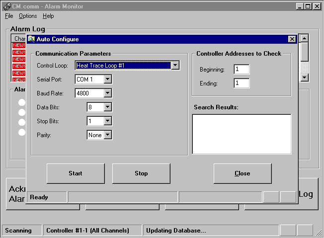 Auto Configure From the File sub menu, you may select the Auto Configure option. The user must set the auto configure variables for the appropriate Loop to configure.