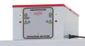 via dry contact Operating principal of the recirculating air filter system Fresh air supply from the work area Return of the cleaned air directly into the work area Type of investigation Comparative