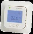 5 C steps; option of setting the min. and max. floor temperature; calibration of sensors. A floor probe is included with the thermostat. IP 21 rating.