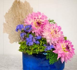 They say practice makes perfect, so I entered designs at the Washington County Fair in August and the Rhode Island Dahlia Society in September, where I took several blue ribbons and received best in