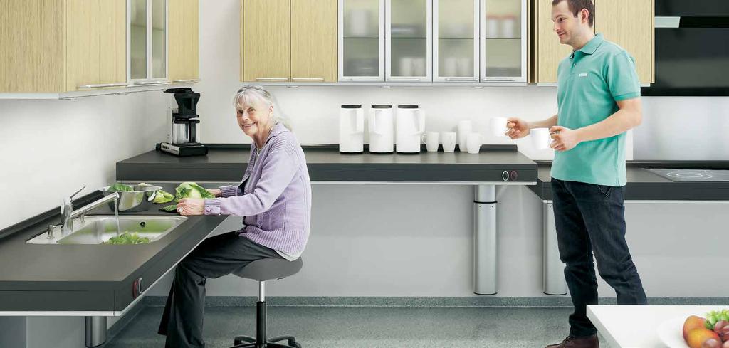 INDIVO HEIGHT ADJUSTABLE KITCHENS LIFTS FOR WORKTOPS Ideal in all situations where both seated and standing users share the same kitchen.
