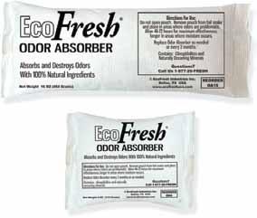 EcoSafe Specimen Label Professional Products EcoFresh Odor Absorber Pouches EcoFresh Odor Absorber Pouches utilize natural zeolite and minerals to absorb odors directly through a special breathable