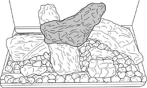 3 Spread the Lava Rock evenly over the fuel bed and around Log A, see Diagram 38.