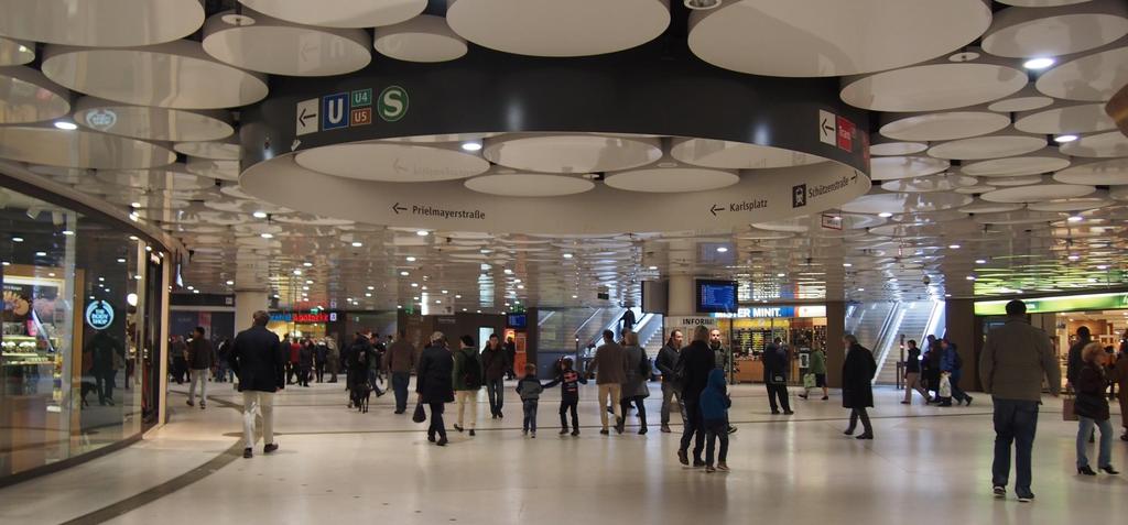 Munich Karlsplatz Interstitial spaces in the hubs This interchange has been refurbished