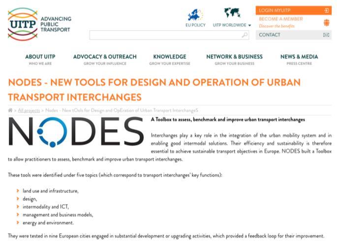 NODES European project led by the UITP on urban