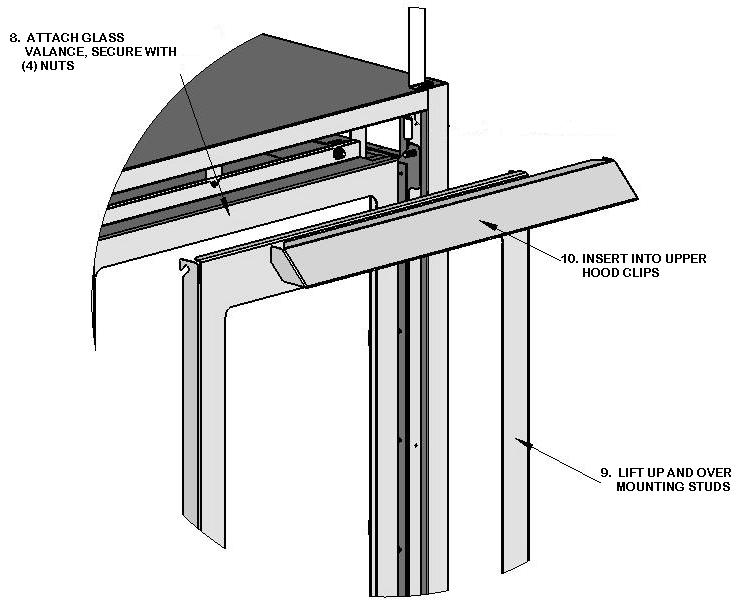 PIER CONVERSION INSTRUCTIONS 1. Remove screws and top bracket from top of non-vented end of fireplace. 2.