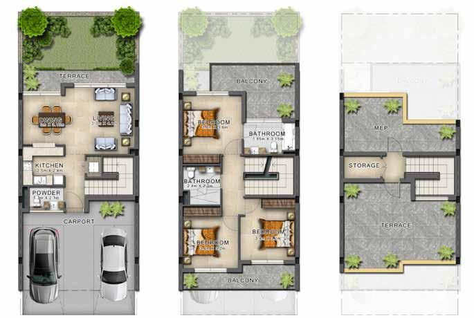 RC1-M RC1-EM GROUND FLOOR FIRST FLOOR TERRACE GROUND FLOOR FIRST FLOOR TERRACE Unit type Ground floor First floor Second floor / Roof Balcony / terrace & external covered area Covered garage RC1-M