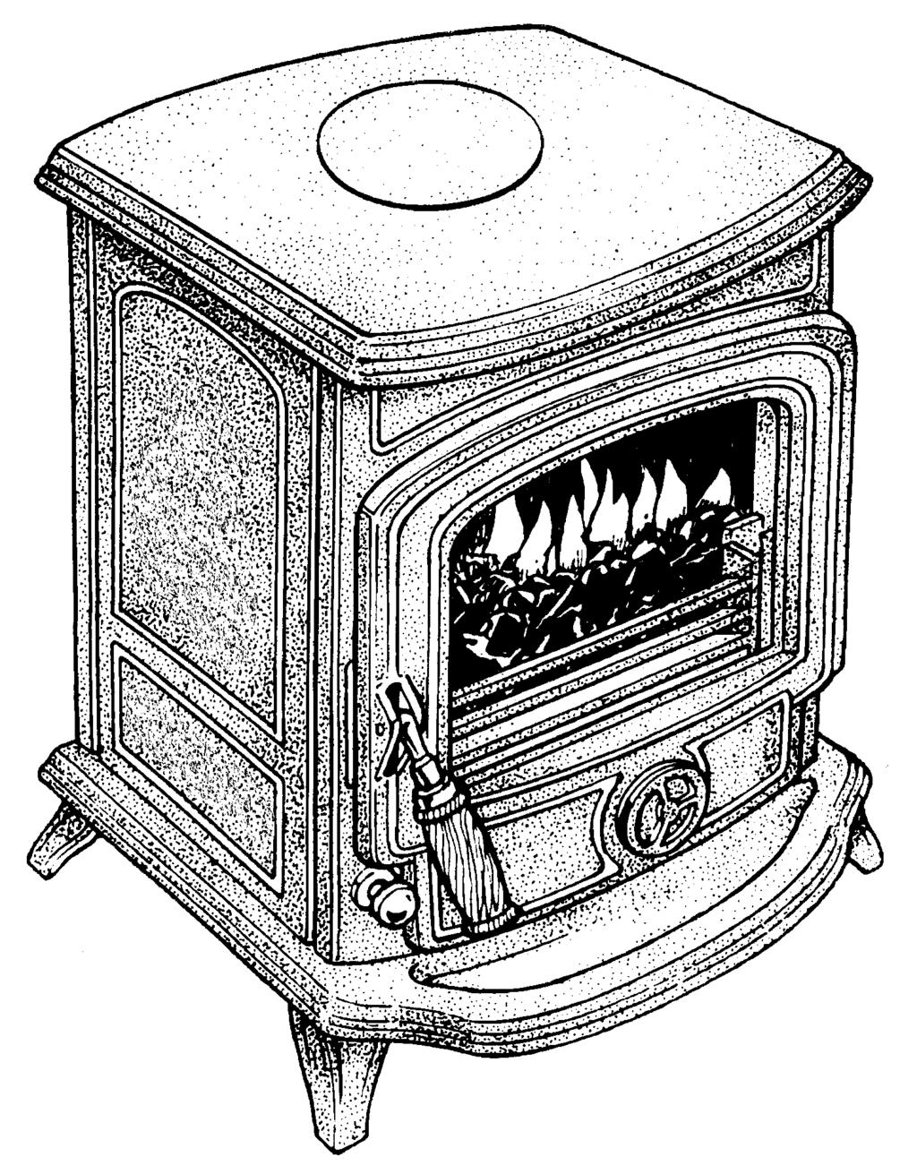 Oscar Solid Fuel Stove This appliance is hot while in operation and retains its heat for a long period of time after use.