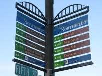 Placentia. Signage should indicate traffic direction, restrooms, parking lots, commercial areas, public transportation stops, and where to find city information.