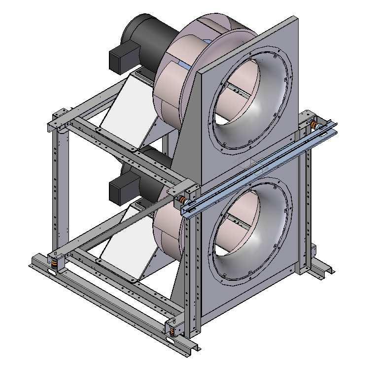 The plug fan sits on spring dampers to minimize vibration translated to the unit from the fan motor.