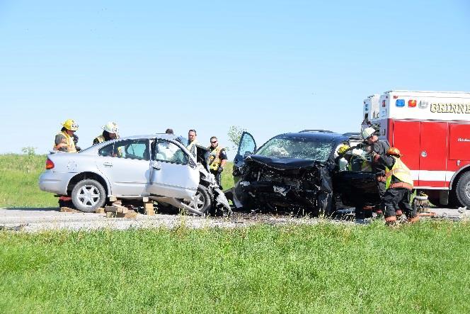 May 12 th Firefighters responded to a head on collision on Hwy 146 south of town.