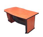 M17 - Managerial Bowfront double pedestal desk with half inlay. Well designed desk available in various melamine as well as veneer finishes. Desk high pedestal with deep filer available.