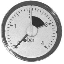 5. HE manometer The HE manometer indicates the pressure value in HE system. The pressure during operation should be 1-1,5 bar. If the pressure drops below 1 bar, water must be added to the system.