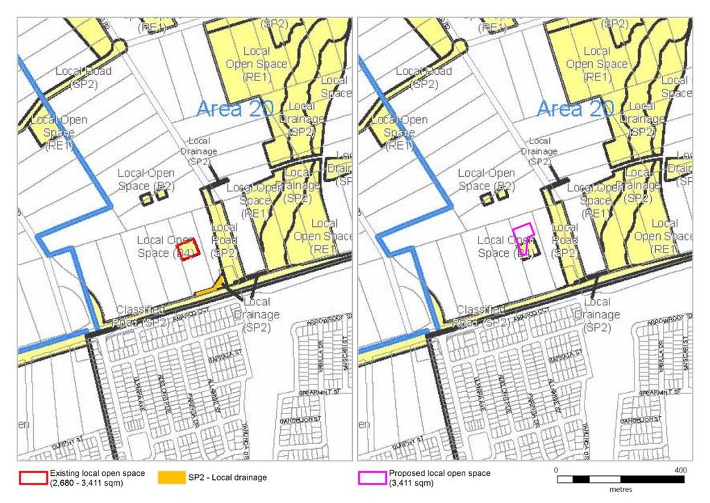 Figure 10: Land Reservation Acquisition Map Existing and Proposed Modifications Landcom has undertaken extensive consultation with Blacktown City Council regarding the need to amend the acquisition