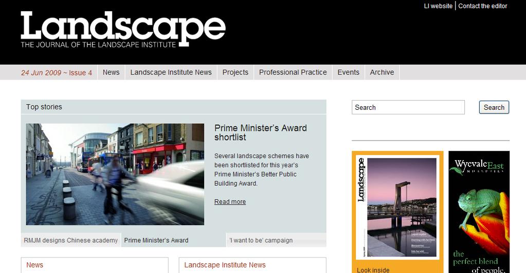 The Landscape Institute also publishes a fortnightly online news service.