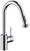 13132, -000 Single lever basin mixer with swivel spout # 32070, -000 with 120º swivel area # 32073, -000 (not shown) Single