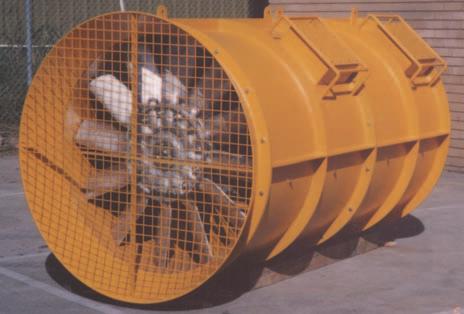 MINE VENTILATION FANS Mine Ventilation Fans Two-Stage Axial Flow Fans - Contra-Rotating Features * High Quality Aerofoil Bladed Cast Aluminium Impellers * Robustly Designed Casings, Flanges & Motor
