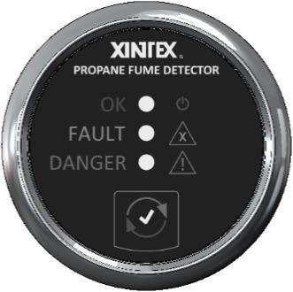 Operation of Xintex Propane Fume Detector(s) There are 3 LEDs located on the Display Unit for each channel on the system. The Green LED, located at the top, indicates that the system is operational.