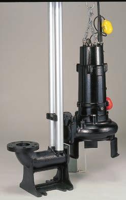 Selection Table System Discharge Bore C (2pole) 5 C (4 pole) The guide rail fitting system connects the pump to and from the piping easily just by lowering and hoisting the pump, allowing