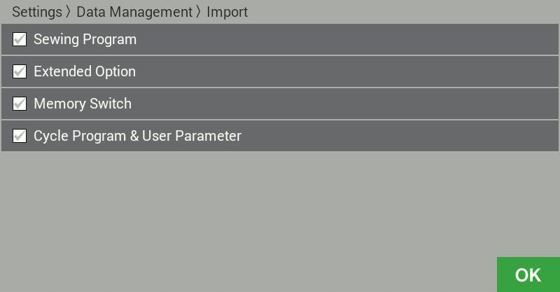 6. USING STORAGE MEDIA 3 Select the items to be imported or exported, and [Import screen] then touch the OK