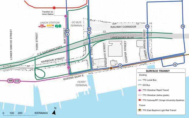 Waterfront Toronto / Perkins + Will Lower Yonge Transportation Master Plan Environmental Assessment Figure 42 - Transit Network The TMPEA recommends providing enhanced stops for local bus service on