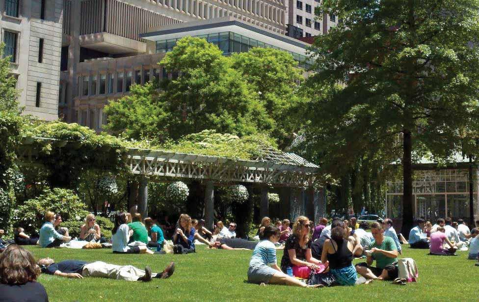 GOAL: Wind-protected public spaces are active year