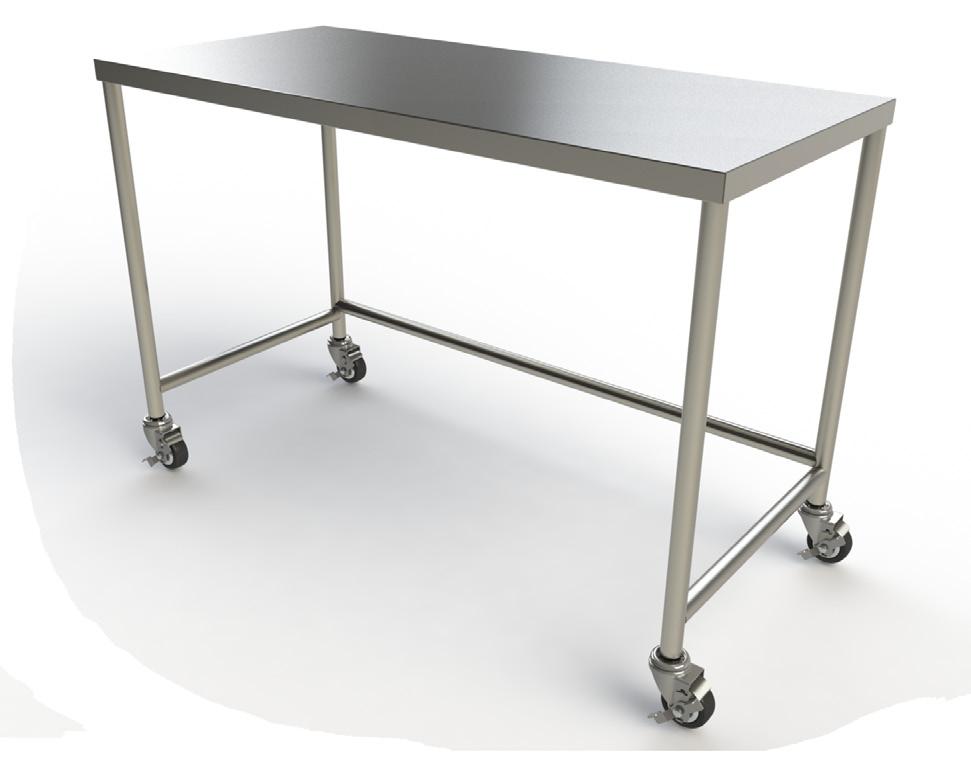Fully welded construction Reinforced tops Stainless steel legs (1 1/4" 16 gauge) Stainless steel top (16