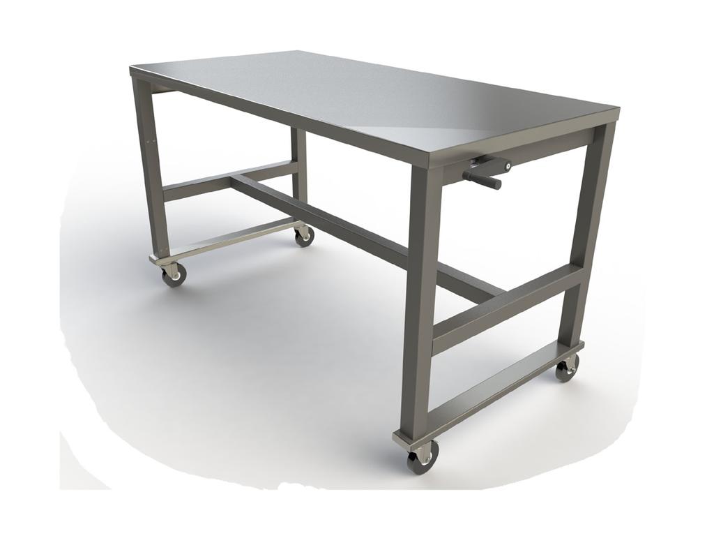 Utility Tables Fully welded construction 1 under shelf Top guard rail (on 3 sides) 3" casters (2 swivel & 2 locking) Multiple under