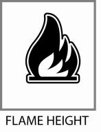 While the flame height icon is displayed, pressing the up or down button once will increase or decrease the flame height by