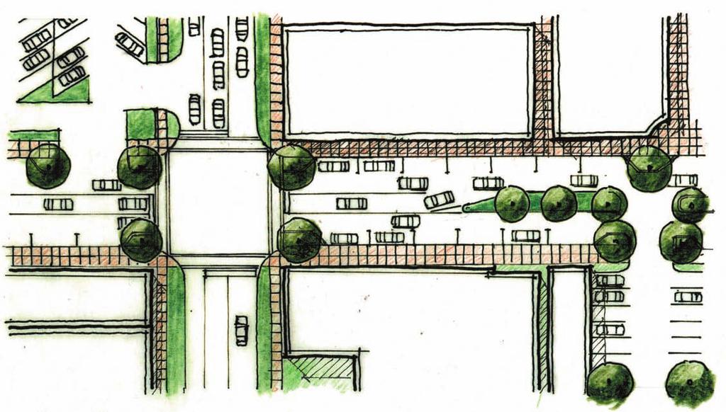Typical Proposed Streetscape With Bump-out Planters Decorative Streetlights