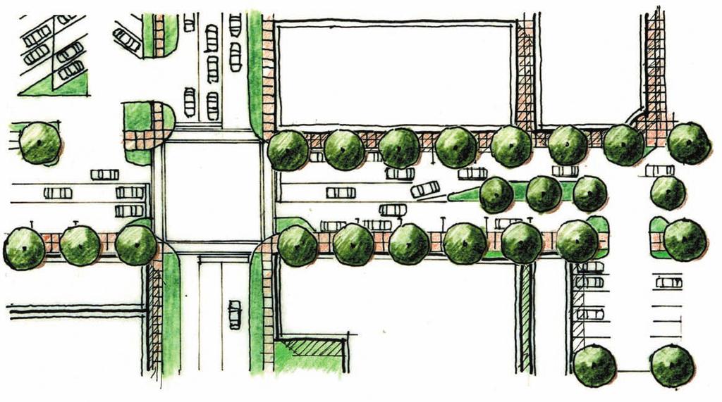 Typical Proposed Streetscape With Sidewalk Planters