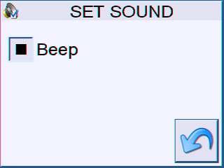 2.10 Sound setting It is possible to swich the sound on or off. If the sound is on, the panel will emit beep sounds when making settings. Sound ON/OFF Save and return to the Settings menu 2.