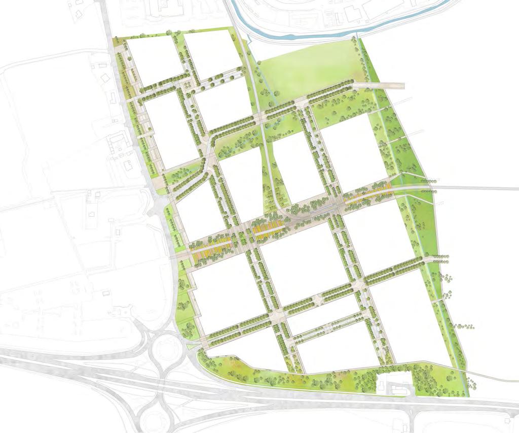 Illustrative Masterplan Landscape Framework The landscape framework forms the network of public realm and shared landscape which defines the common estate areas and the primary structure of the