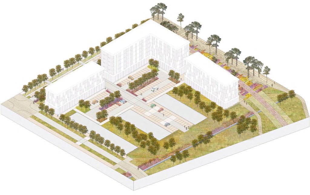 Commercial Plots Plot Principles 4 3 2 1 5 6 7 Illustrative Axonometric: Typical Commercial Plot 1 - Landscaped Parking Courtyards 2 - Shared surface access routes 3 - Primary frontages to perimeter