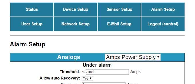 Alarm Setup Figure 13: Analog