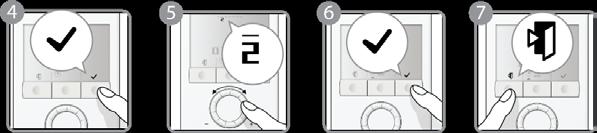 2. Press button (OK) to enter the setting mode for the time of day. he time digits start blinking. 3. urn the rotary knob clock- or counterclockwise to set the time of day.