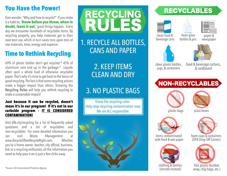 RETHINK. RESET. RECYCLE. You should be expecting this brochure in the mail in the next day or two. Remember NO MORE garbage in RETHINK. RESET. RECYCLE. You should be expecting this brochure in the mail in the next day or two. Remember NO MORE the recycle bins!