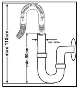 The hose connection should be at a minimum of 50cm and at a maximum of 110 cm from the floor.