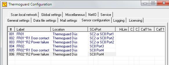 temperature sensor (Sensor #001 using SC8Port1 and Sensor #004 using SC8Port3).