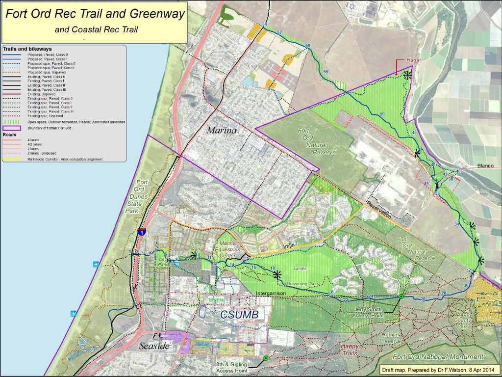 CROSS-JURISDICTIONAL Preliminary Concept : Fort Ord Rec Trail & Greenway (FORTAG) Planning stages Phase 1: 9.