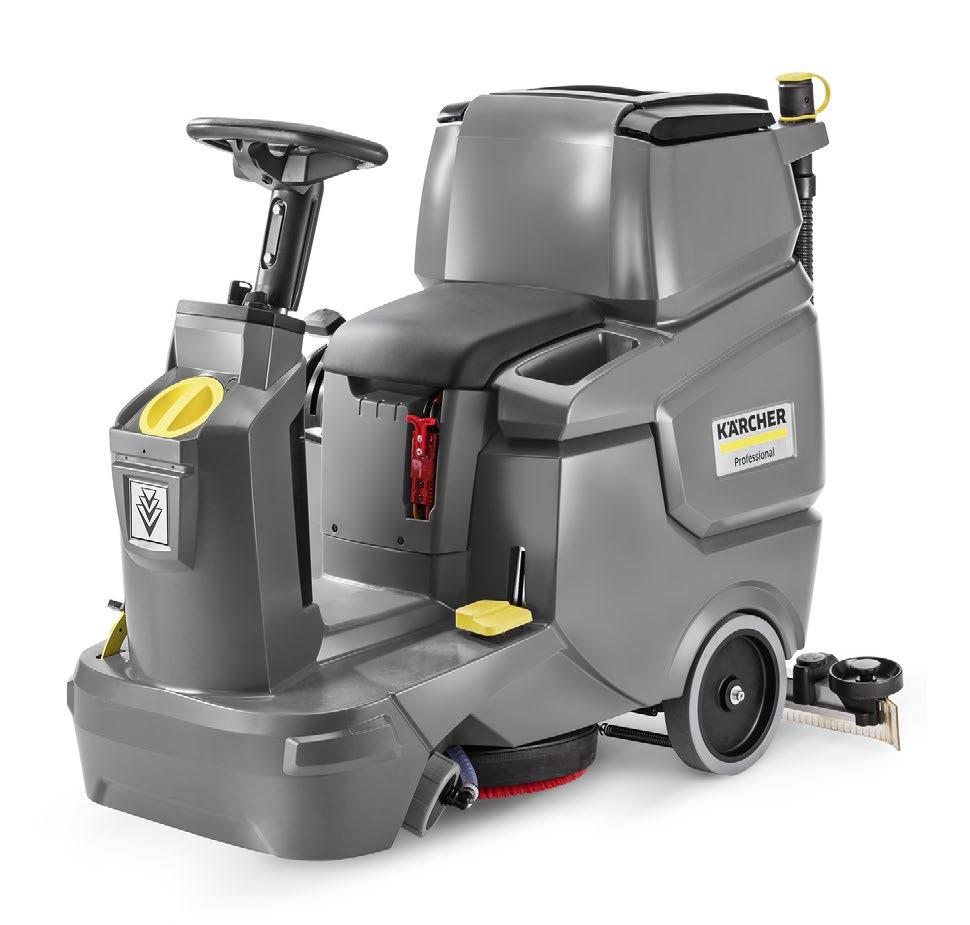 BD 50/70 R Classic Bp For an area performance of up to 2,000 m² per hour: the battery-operated BD 50/70 R Classic ride-on scrubber drier with disc brush.