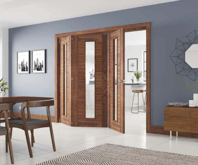FOLD FOLDING DOOR SYSTEMS 090 091 Fold by Deanta is a brand new stylish room divider solution. Fold uses a high quality track to allow any of our doors to efortlessly glide across the system.