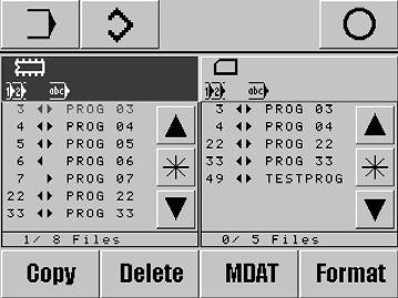 Input.03 Seam program administration In the program administration the seam programs deposited in the machine memory and the SD-Card can be deleted and copied.