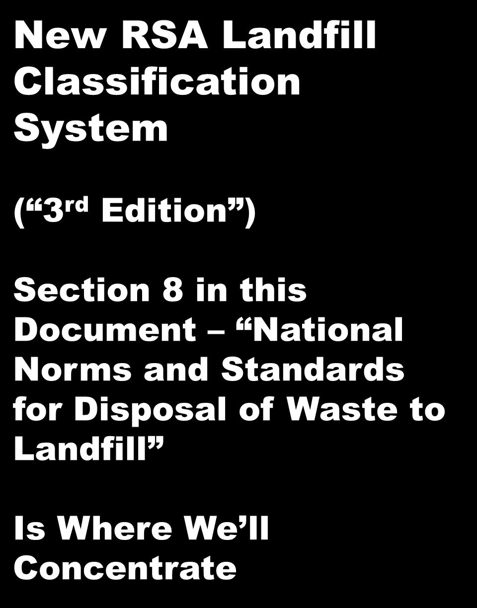 National Norms and Standards for Disposal