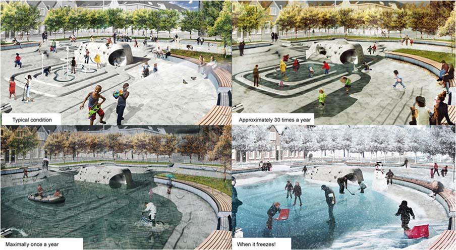and businesses, and will remain so in the future. A healthy delta city in which it is pleasant to live, work and spend leisure time. Fig. 4: Water squares in Rotterdam.