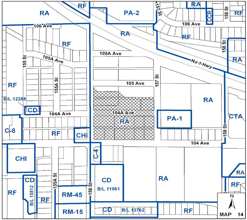 Rezone from RA to C-8 and Development Permit to permit a multibuilding shopping centre.
