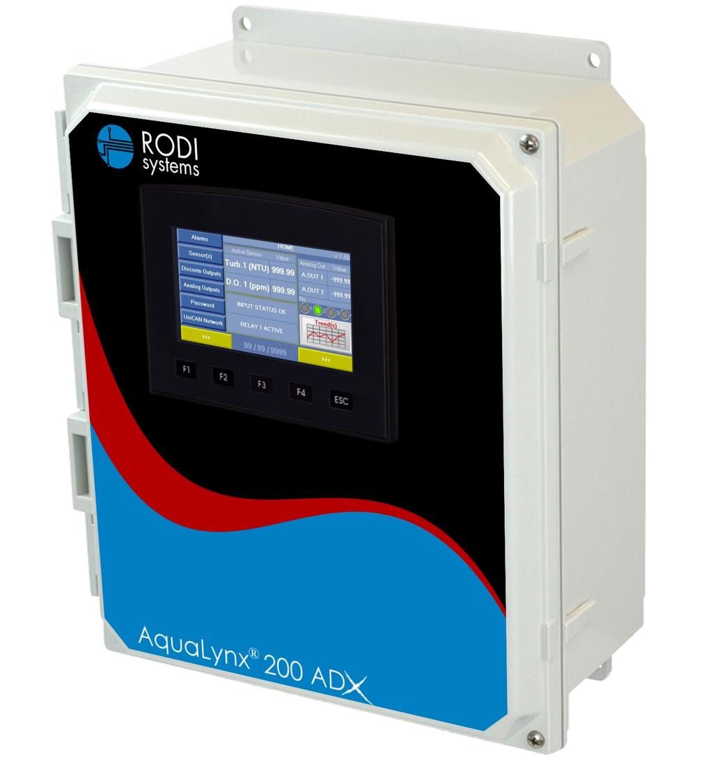 AquaLynx 200 ADX Monitoring and Control System The RODI Systems AquaLynx 200 ADX is a unique monitoring system for water treatment applications.