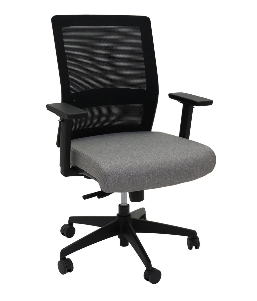 Gesture Mesh Task Chair Medium mesh back task chair. Synchro-dynamic mechanism with seat slider. 130 Kg Weight Rating. Black mesh back rest with light grey seat pan.